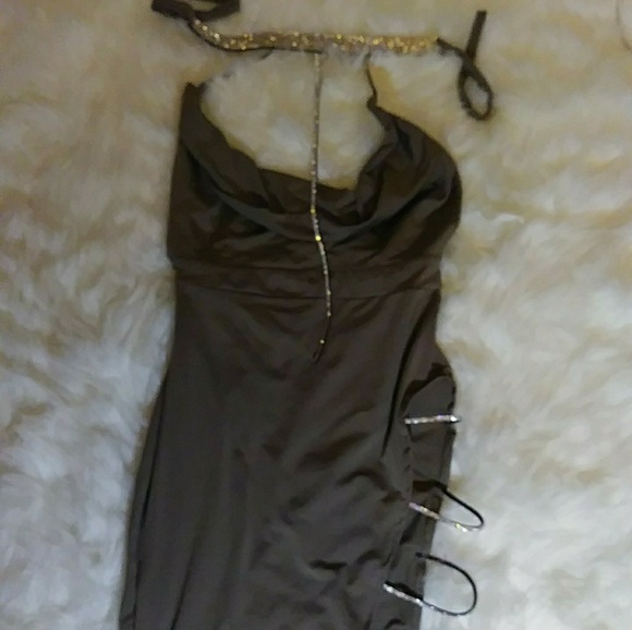 Rhinestone Choker Nude Dress - Picture 2 of 5